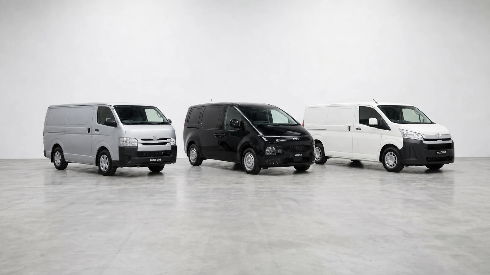 Toyota Hiace LWB and Hyundai Staria 1 ton vans